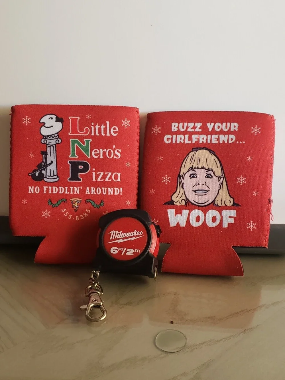 NWOT Little Nero's Pizza / Buzz Your Girlfriend WOOF Can Coolers Koozies